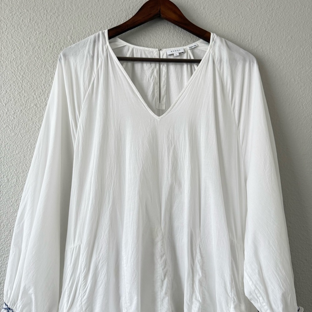 Rhode Women’s Boho Fairy Cottage‎ Core Cotton puff embroidered Sleeve Large - Picture 4 of 16